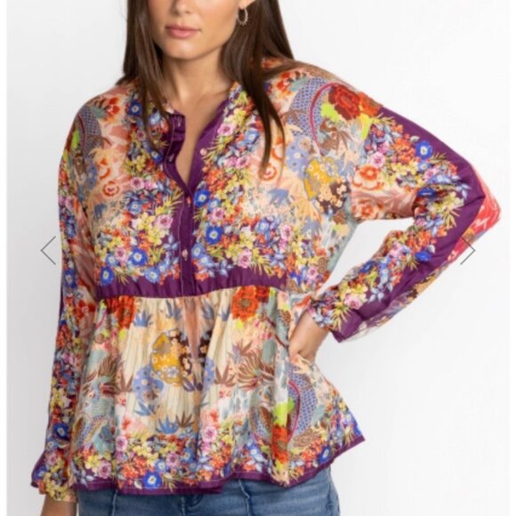 Johnny Was Tops - NWT Johnny Was ADALENA DERIVE BLOUSE 100% silk